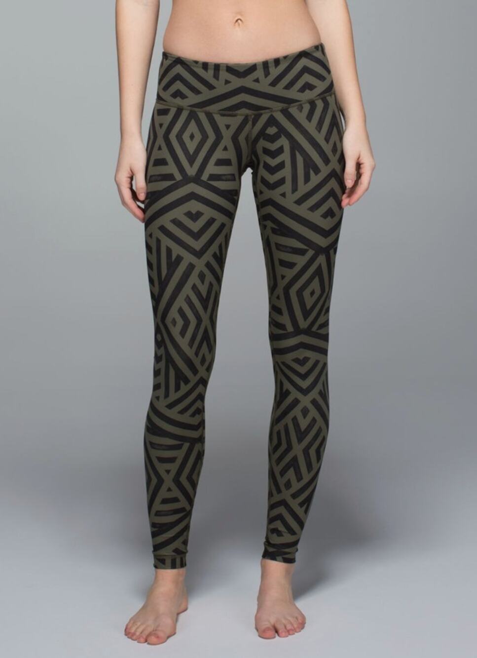 Lululemon Wunder Under Pant Full-On Luxtreme Chevron Shuffle Fatigue Green Black